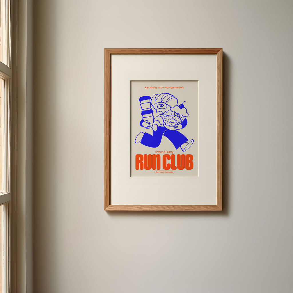 Coffee Print | Coffee & Pastry Run Club | Kitchen Wall Art | Retro Mid Century Food Poster